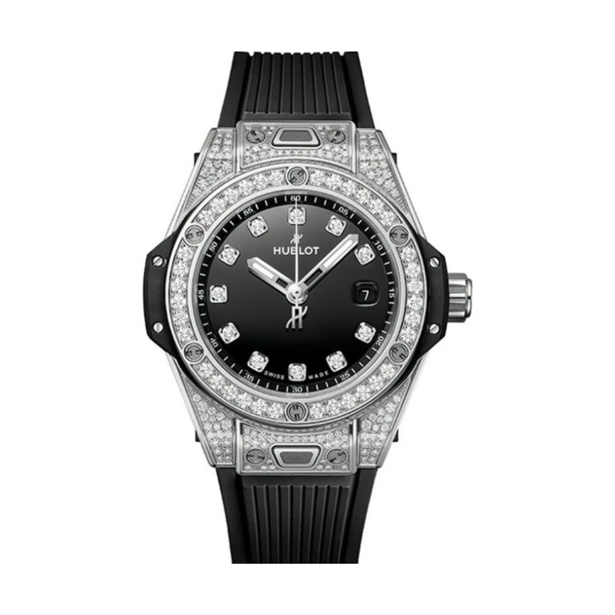 Big Bang One Click Steel Black Pavé 33mm (cọc kim) 485.SX.1270.RX.1604
